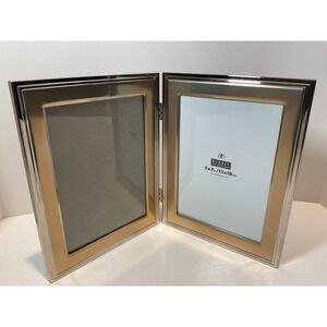 Burnes of Boston Double Photo Frame Silver Tone Gold Tone 5x7 Hinged Display,